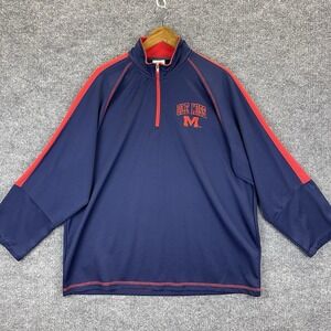 Ole Miss Rebels Pullover Mens XXL Navy Blue 1/4 Zip Long Sleeve Shirt Football
